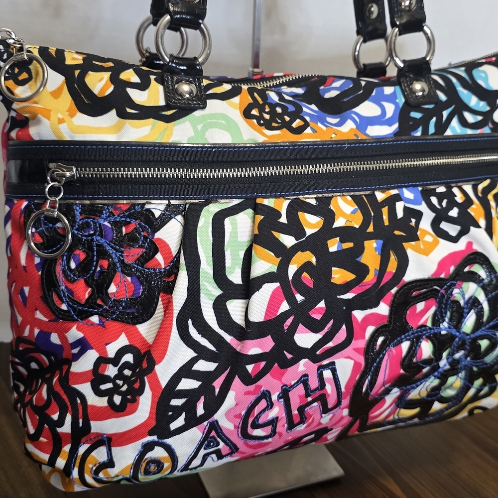COACH Poppy Blossom Glam Mulit Color Tote Bag - Picture 12 of 14